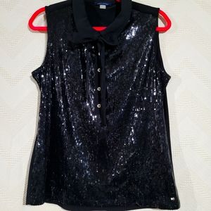 Tommy Hilfiger sequin neck tie top